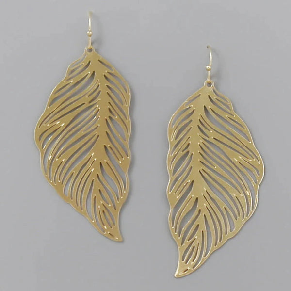 Leaf Shape Filigree Drop Earrings GOLD